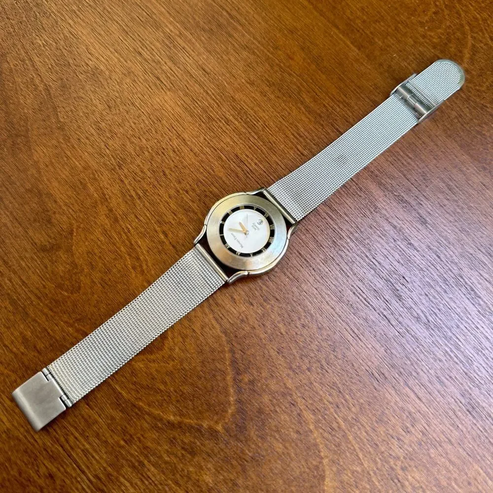 Mathey Tissot Vintage Ladies Silver Watch Adjustable Band 1980s